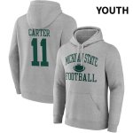 Youth Michigan State Spartans NCAA #11 Quavian Carter Gray NIL 2022 Fanatics Branded Gameday Tradition Pullover Football Hoodie XQ32K42SI